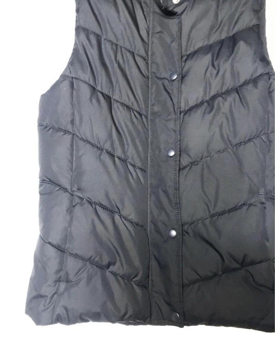 Gap Puffer Vest Jacket Black Full Zip & Snap With Pockets