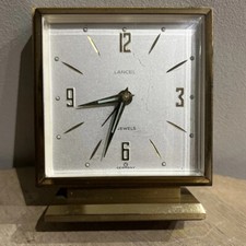 Ancien Petit Réveil Mécanique en Métal Doré Lancel 7 Jewels Germany