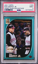 KEN GRIFFEY JR Reds HOF 2001 Topps Home Team Advantage #389 PSA 9 Mint Pop 7