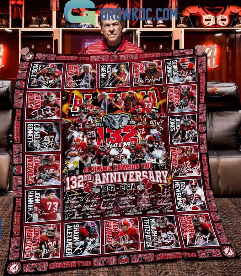 Alabama Crimson Tide 1892-2024 For 132nd Anniversary Sherpa Blanket Quilt