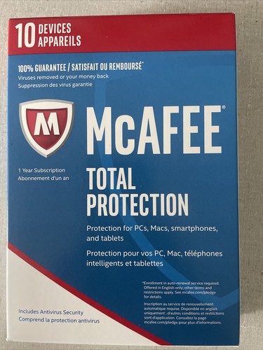 McAfee Total Protection 2022 10 Device 10 PC 1 Year Antivirus Security