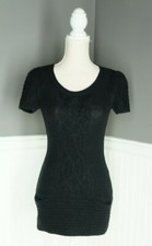 EXPRESS BLACK SWEATER DRESS ROUND NECK SHORT SLEEVE SIZE XS