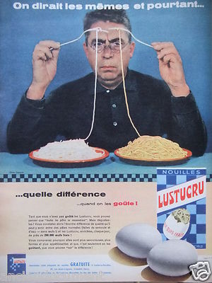 WERBUNG 1959 LUSTUCRU FRISCHE EIERNUDELN SEHEN AUS WIE DIE GLEICHEN - AD