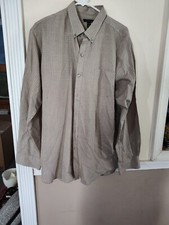Van Heusen Men's Gray Button Up Long Sleeve Plaid Dress Shirt XL 17-17 1/2