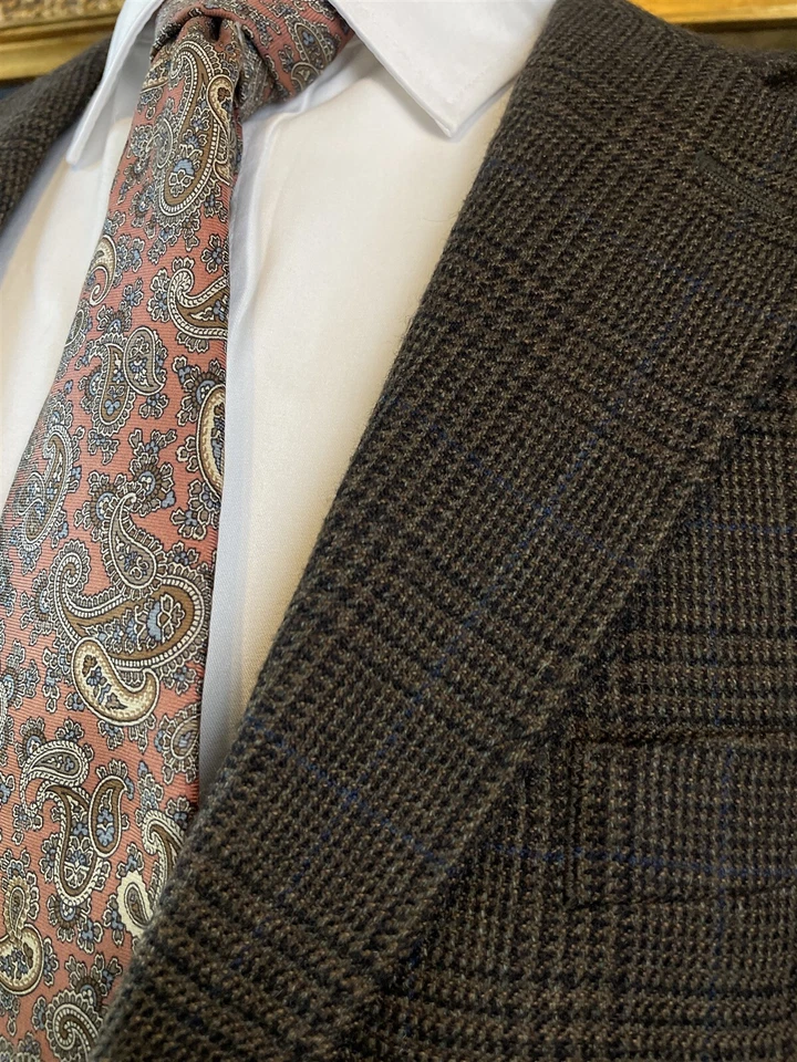 Abrigo Deportivo Blazer Joseph & Feiss 44R 100% Lana de Cordero Tweed Marrón Cuadros Glen 2Btn Foto 4 de 4