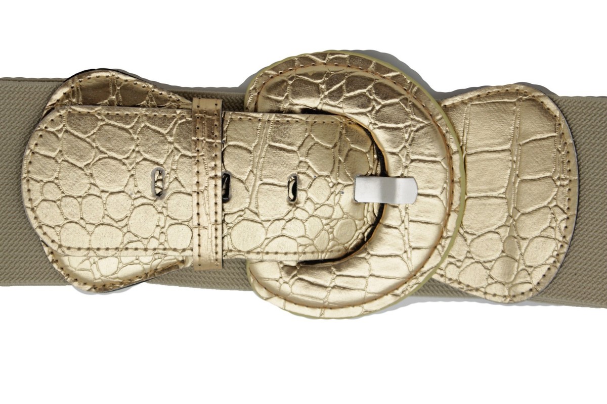 Gold Animal Print Wide Waist Statement Belt GORGLITTER Women main image 3