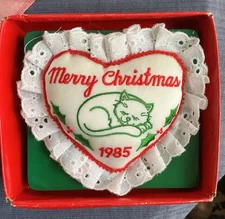 Vintage 80s Fancy Feast Cat Pillow Christmas Ornament 1985