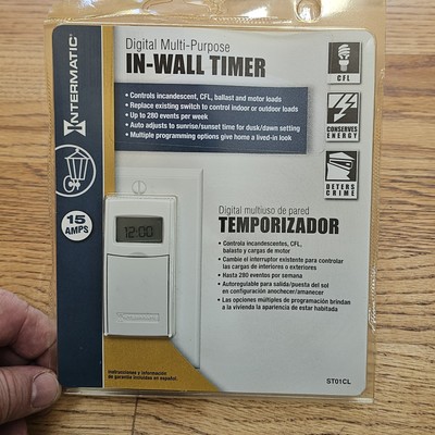 INTERMATIC Digital Multi-Purpose In-Wall Timer ST01CL SEE New 15 Amps