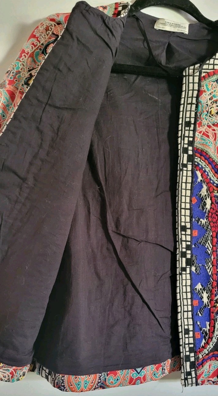 ZARA Beaded Patchwork Jacket Embroidered Indie Ar… - image 6
