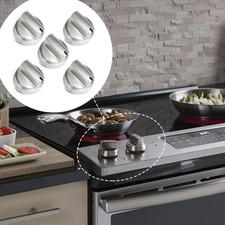 5 P Stainless Steel Look Control Knob Kits For GE Gas Range Stove WB03X24818  