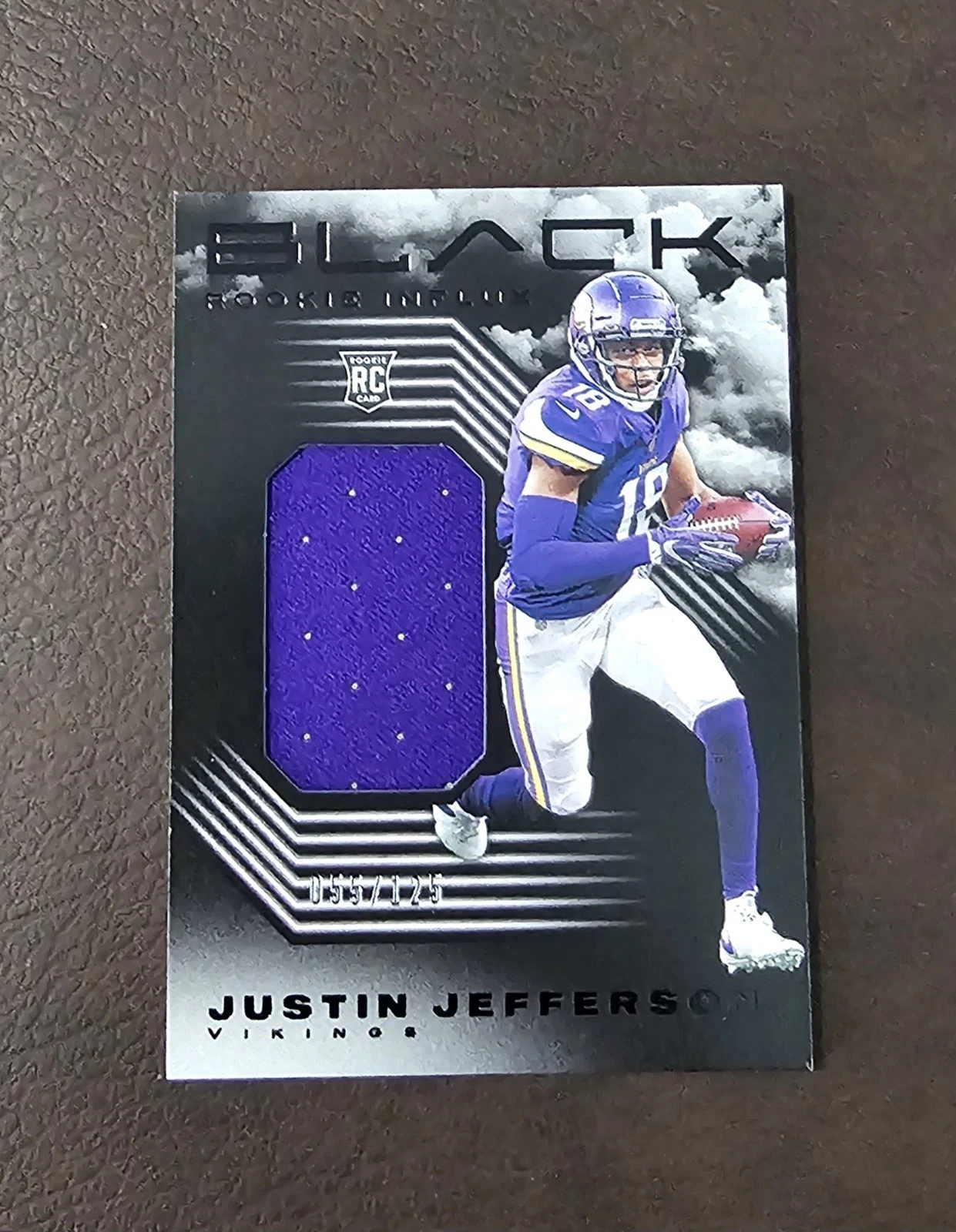 Justin Jefferson Panini Black Rookie Influx Memorabilia #RI18 Base