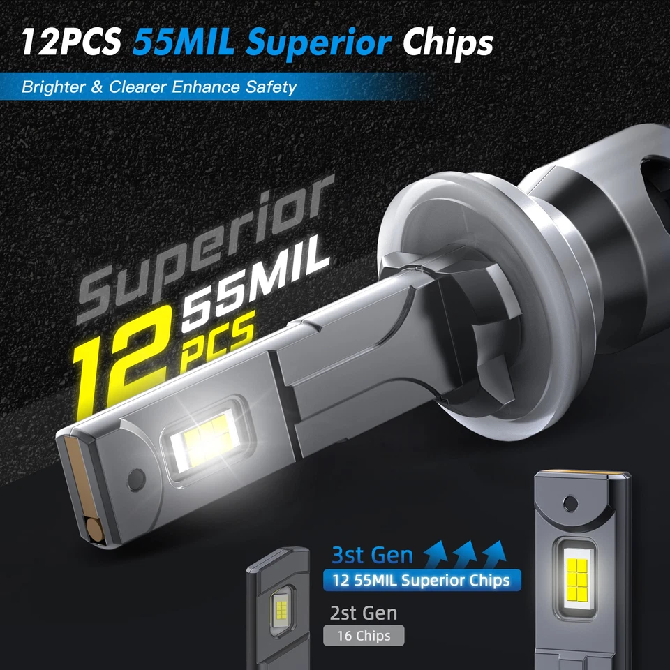 H27W/2 881 LED Fog Light Bulbs Kit 70W 6000K for Kia Forte Koup Forte5 2010-2013 - Image 3 of 4