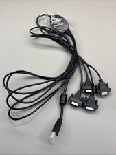 Gearmo 4 Port USB to Serial RS232 Adapter FTDI Chipset, Supports Win Black