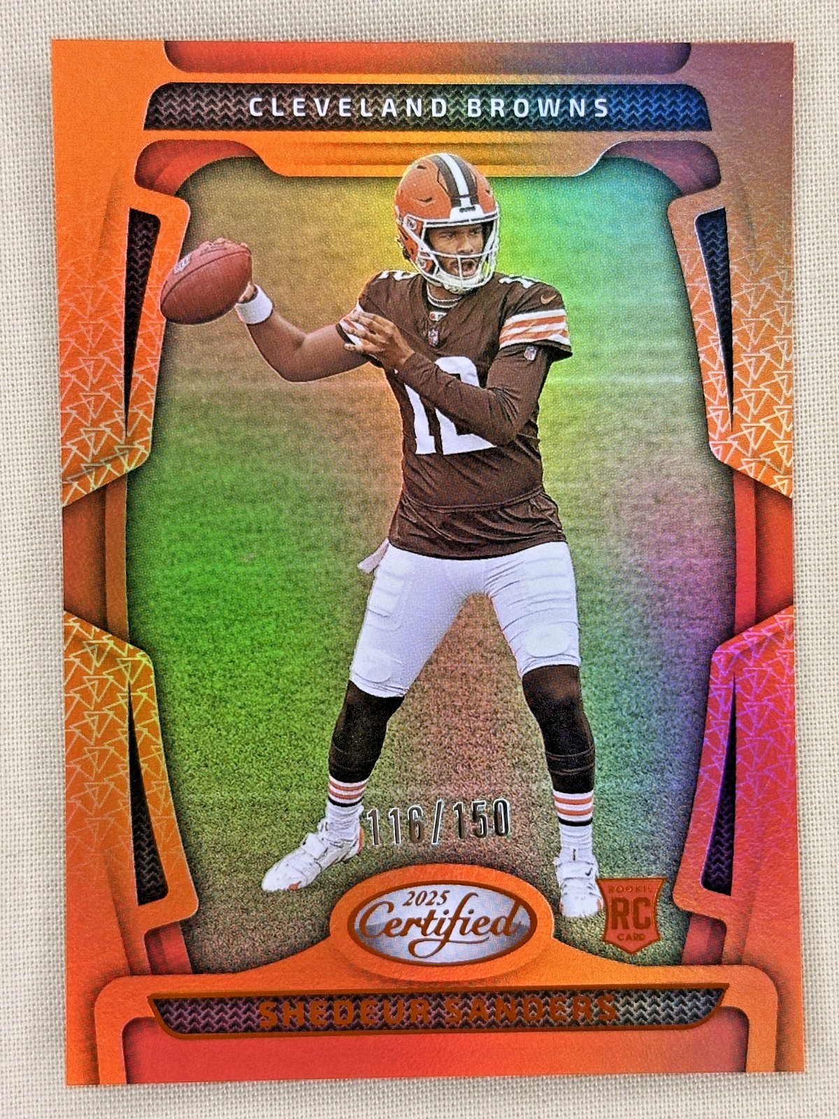 2025 Panini Certified Shedeur Sanders RC Mirror Orange /150 Cleveland Browns 101