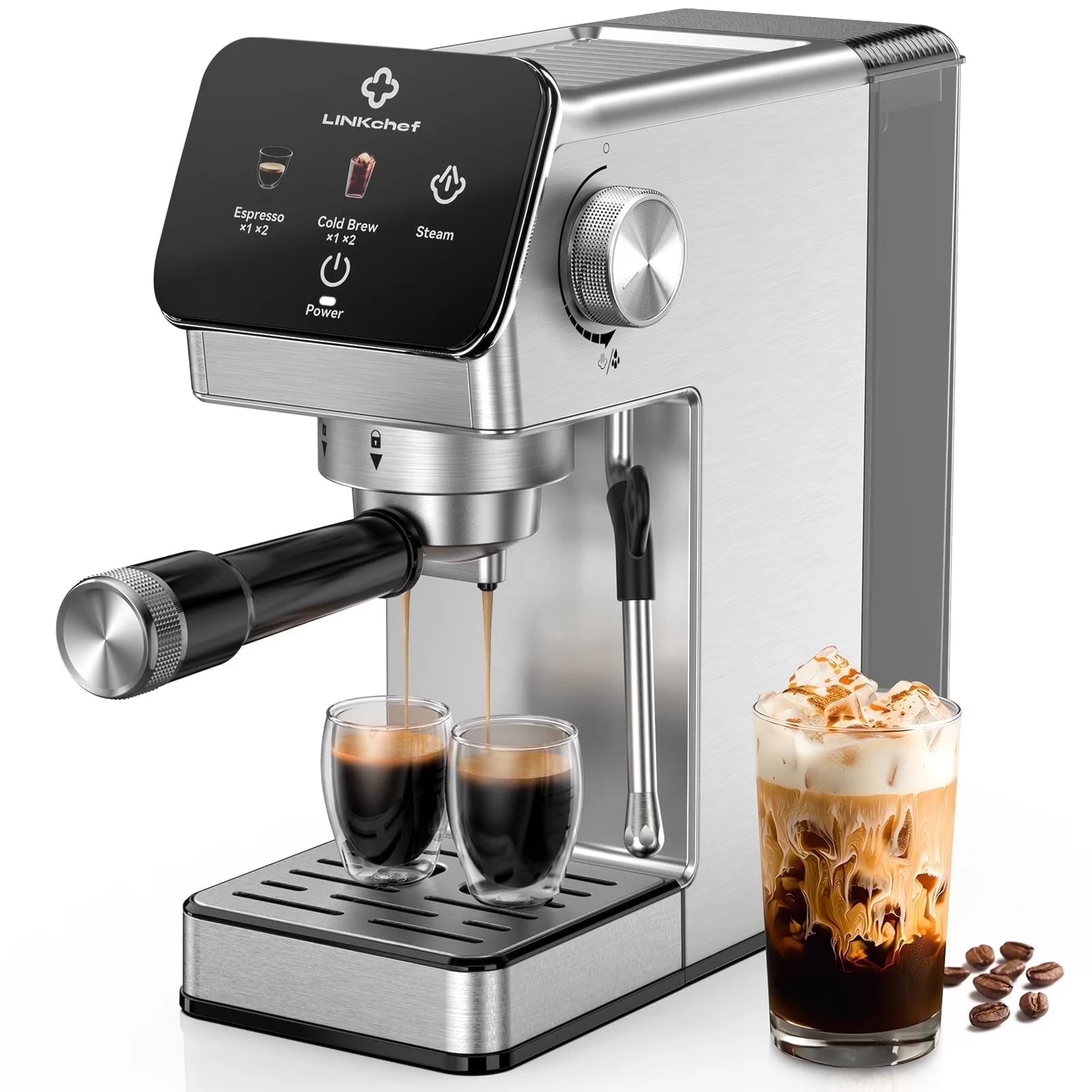 LINKChef Espresso Machine 20 Bar, Professional Espresso Maker with Milk Frother