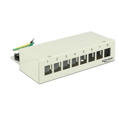 Delock Keystone Desktop Patchpanel 8 Port grau