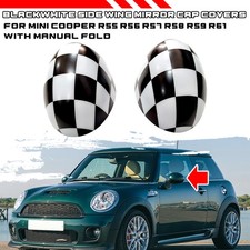 COPPIA CALOTTE SPECCHIETTO PER MINI COOPER R 55 56 57 58 59 60 61 NERO e BIANCO