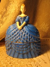 Ant. Lady Powder Jar-tko Hnd Made Japan-1940s Hnd Painted