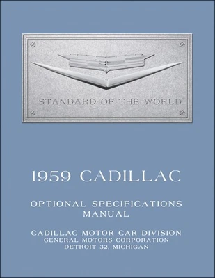 CADILLAC, FAXON AUTO LITERATURE 1959 Cadillac Optional Specifications Manual 59