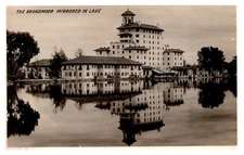 postcard The Broadmoor mirrored in Lake Colorado Springs CO RPPC B1450