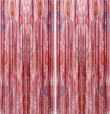 2 Pack 3.3ft 8.2ft Tinsel Foil Fringe Backdrop Curtains Door Rose Gold
