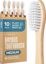 VIVAGO 10 Pack Bamboo Toothbrushes Medium Bri...