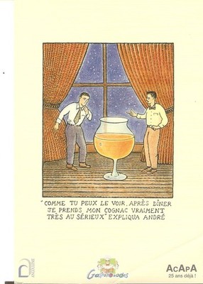 Glen BAXTER carte postale ILLUSTRATEUR superbe dessin /poulet fermier au Cognac