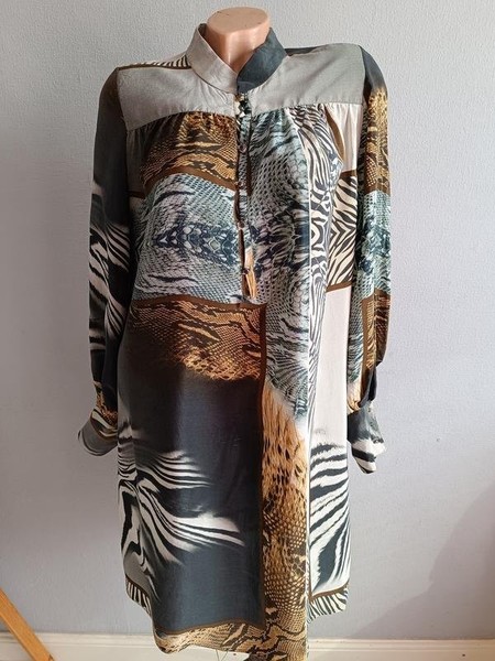 Women ORNA FARHO Dress Beige Silk 38