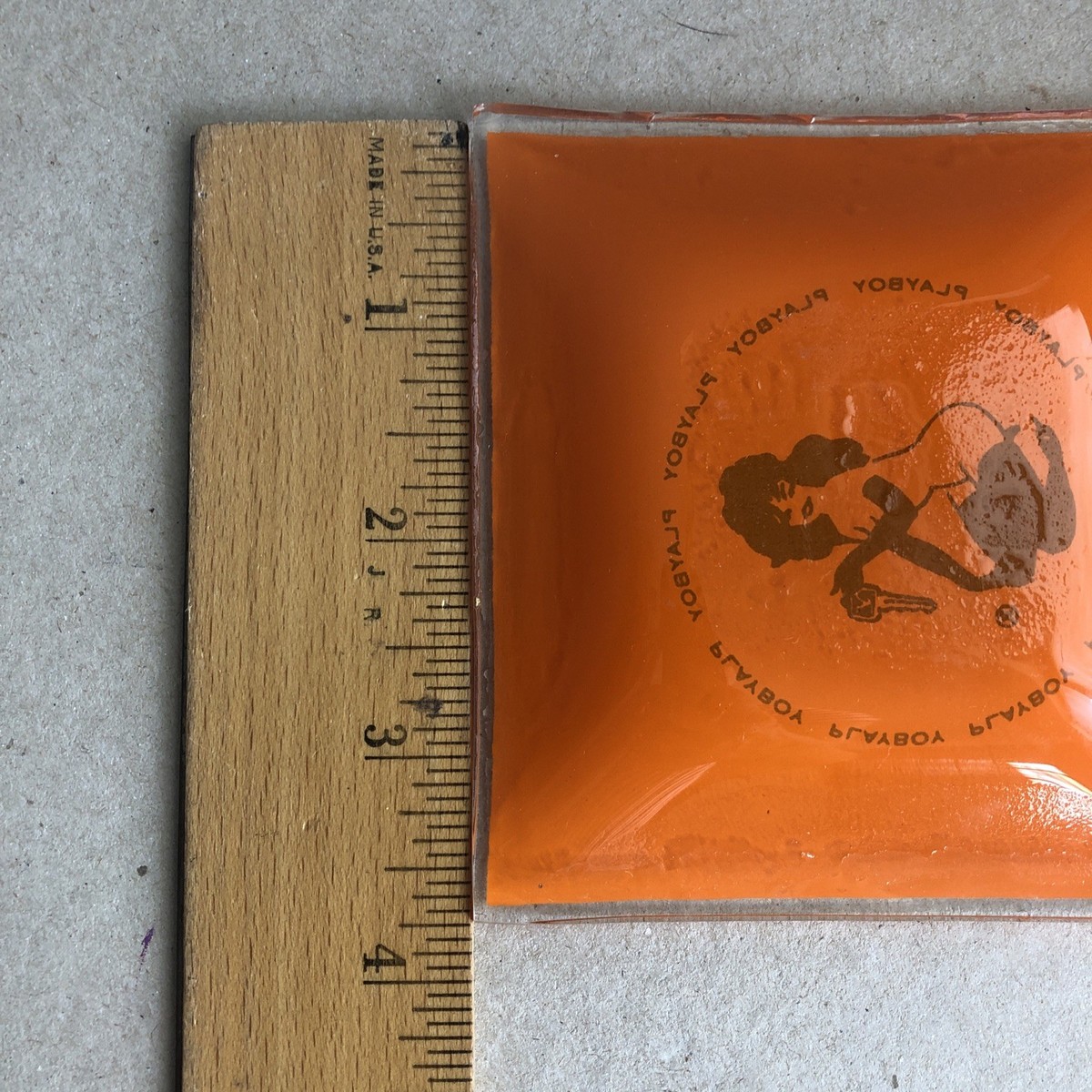 The Playboy Club Orange Vintage 1960's Glass Ashtray Key Tray