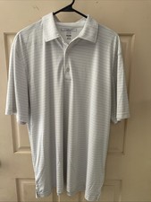 Greg Norman Men  s ML 75 Play Dry Golf Shirt Side XL Gray And White Short Sleeve