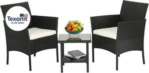 Wicker Outdoor Furniture Patio Furniture Set of 3 Rattan Patio Chairs Outdoor Ch