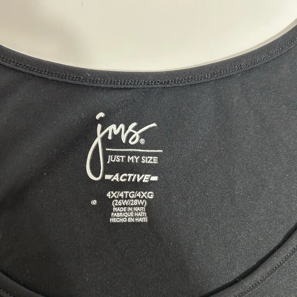 Camiseta sin mangas Just My Size Active para mujer negra sin mangas cuello redondo Plus 4X 26W/28W Foto 4 de 4
