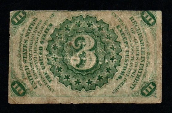 3rd Issue 1864-69 3c Washington Fractional Currency! - Image 2 of 2