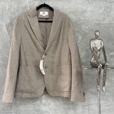 Zara Sartorial Linen /cotton Brown Check Unstructured Lightweight Jacket M New