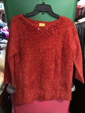 Ruby Rd Petite Red Beaded Sweater Size PS