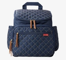 Skip Hop FormaDiaper Bag Backpack Navy Blue Multiple Pockets Travel LinedZippers