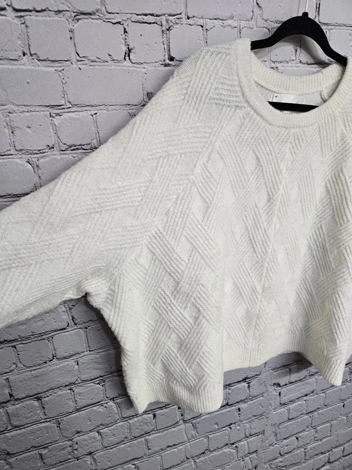 Tradlands Fisherman Sweater Womens 4X White Wool Blend Boxy Oversized Minimalist - Image 3 of 4
