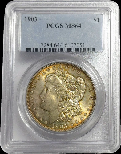 1903 P Morgan Silver Dollar $1 PCGS MS64 Beautifully Toned Lustrous
