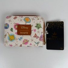 Loungefly Disney Princess Icons Sidekicks Wallet All Over Pattern Zip NWT AOP