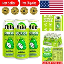 100 Pure Soursop Juice - No Sugar, Not From Concentrate 12 Pack of 16.57 oz