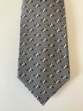 Perry Ellis Portfolio Men's Necktie Tie Silk Satin Blue Gray White Geometric 57"