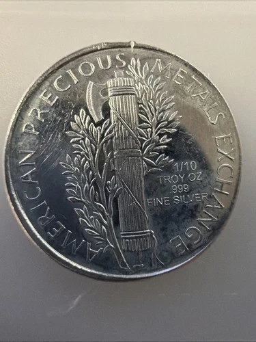 1/10 Troy Oz. 999 Fine silver round Sigma Tested Mercury Dime Design Round