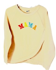 Old Navy Maternity Sweatshirt Sz Lg Cream W/Embroidered MAMA On Front Crew Neck