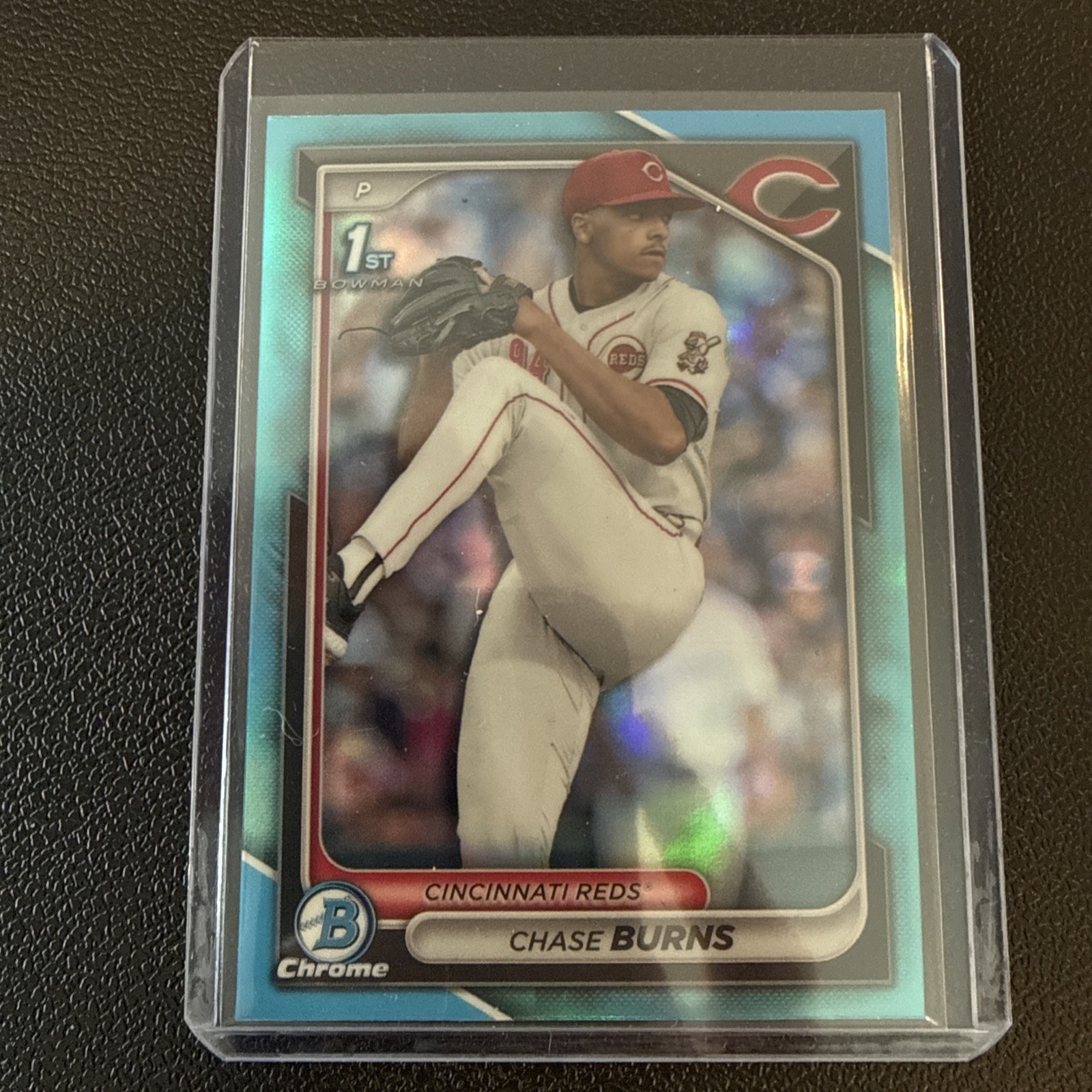 Chase Burns 2024 1st Bowman Chrome Draft SKY BLUE Refractor #BDC-55 Reds