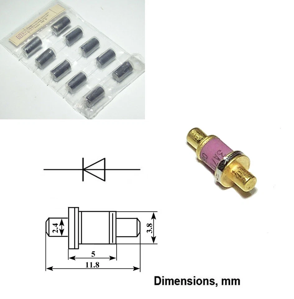 Multiplikator GaAs Diode 3A607A 15 -100GHz 1W Militär vergoldet UdSSR