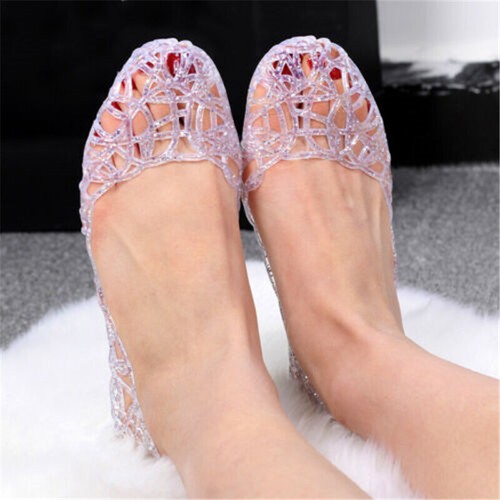 Jelly Shoes Beach On Out Crystal Hollow Slip Women Sandals Flats Ladies Summer - Picture 18 of 19