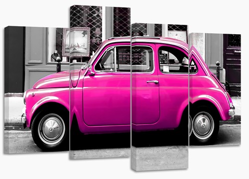 Fiat 500 retro italiano icónico coche estampado de lona dividido - Imagen 4 de 56