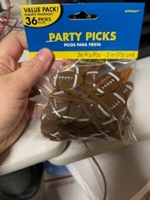 Football Molded Plastic Picks 36 Per Pack 3" Football Party Tableware Supplies