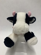 Vintage 1993 Dakin Cow Chime Rattle Black White Plush Stuffed Toy 10" - READ