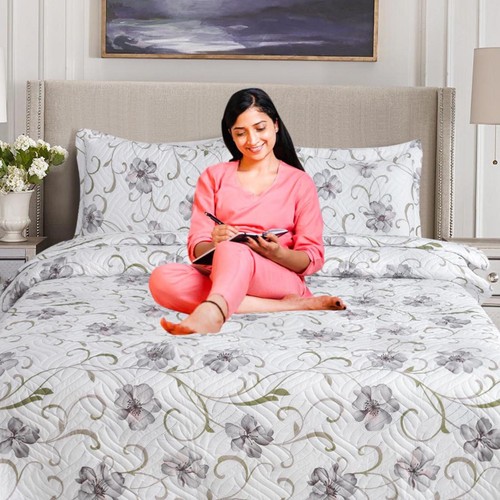 3PCS Quilted Bedspread Set Patchwork Comforter & Pillow Shams Double King - Picture 134 of 221